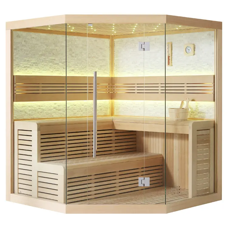 Sauna Modell 1101C, aus Hemlock, 180 × 180 cm, ohne Saunaofen – Ansicht 1