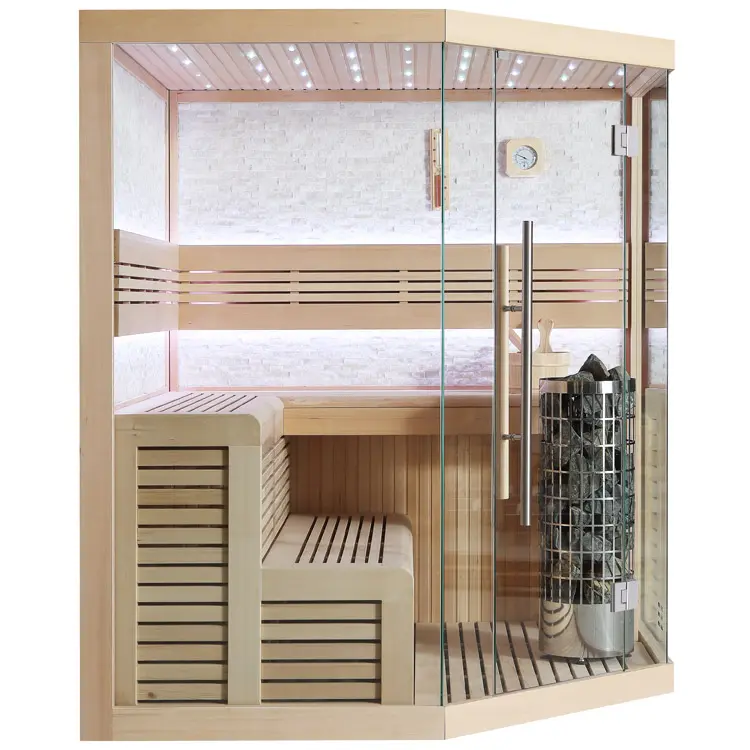 Sauna Modell 1101C, aus Hemlock, 180 × 180 cm, ohne Saunaofen – Ansicht 2