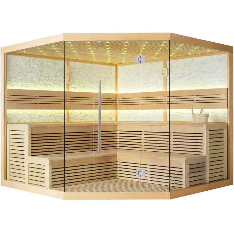 Sauna Modell 1101XL, aus Hemlock, 250 × 250 cm, ohne Saunaofen – Ansicht 1