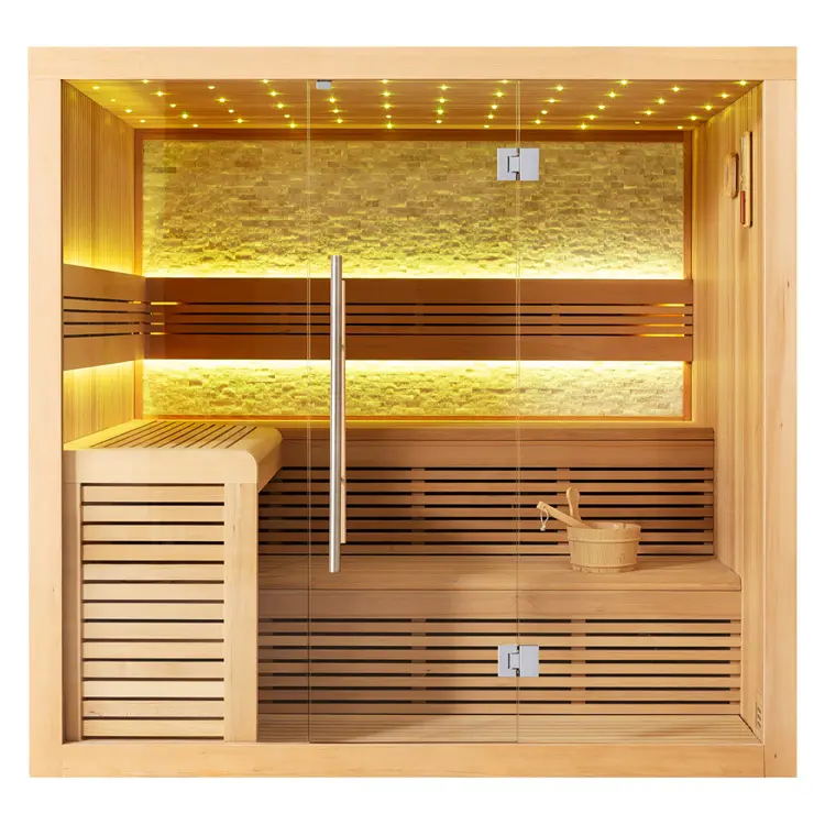 Sauna Modell 1102A, aus Hemlock, 220 × 200 cm, ohne Saunaofen – Ansicht 1