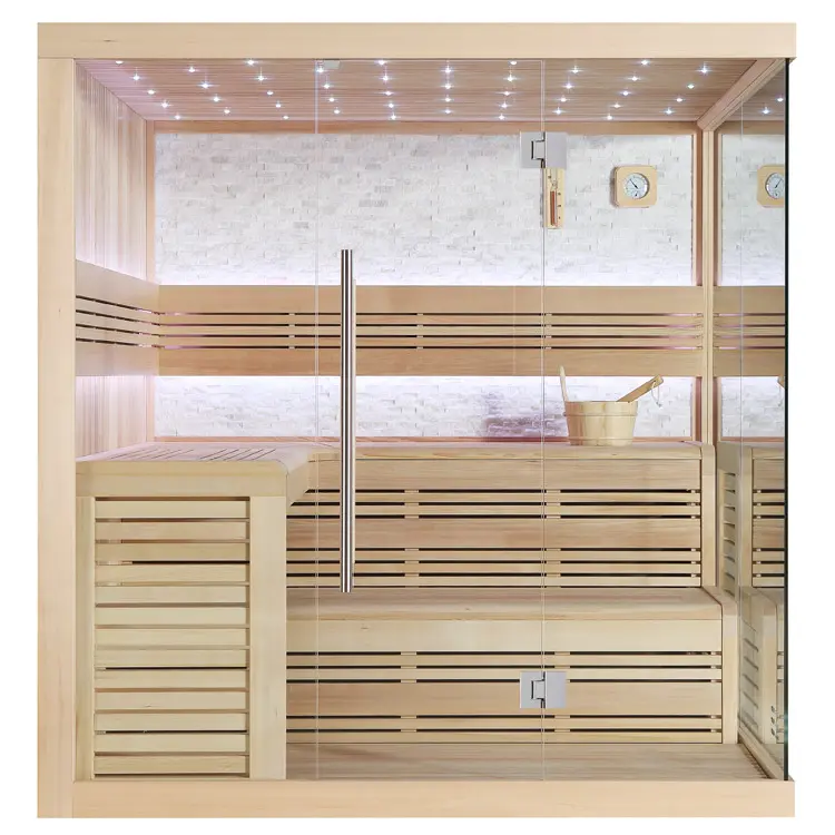 Sauna Modell 1105B, aus Hemlock, 200 × 200 cm, ohne Saunaofen – Ansicht 1