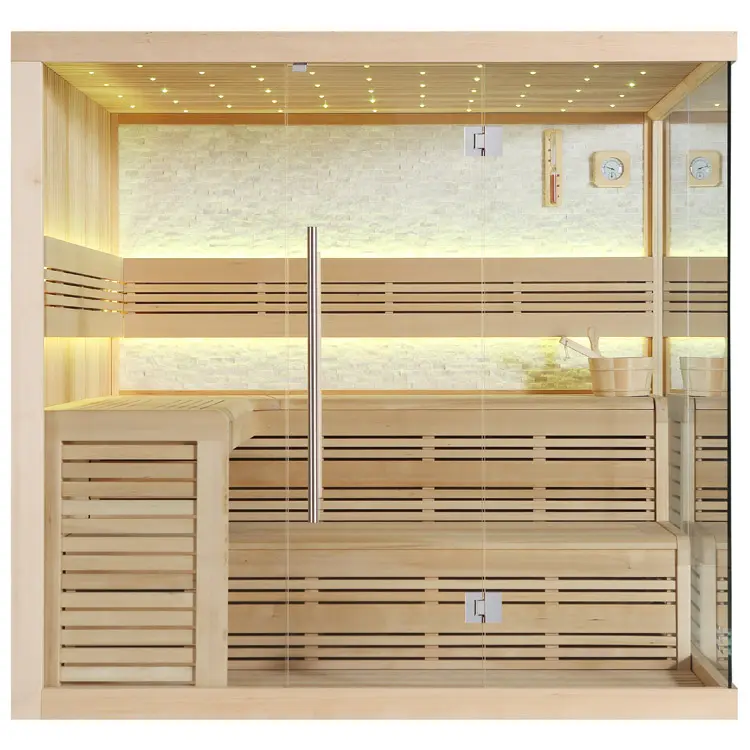 Sauna Modell 1105B, aus Hemlock, 200 × 200 cm, ohne Saunaofen – Ansicht 2