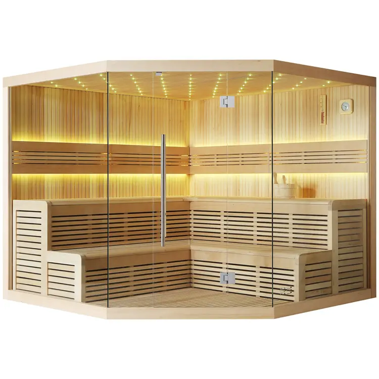 Sauna Modell 1111XL, aus Hemlock, 250 × 250 cm, ohne Saunaofen – Ansicht 1