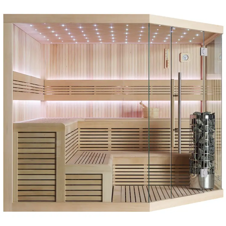 Sauna Modell 1111XL, aus Hemlock, 250 × 250 cm, ohne Saunaofen – Ansicht 2