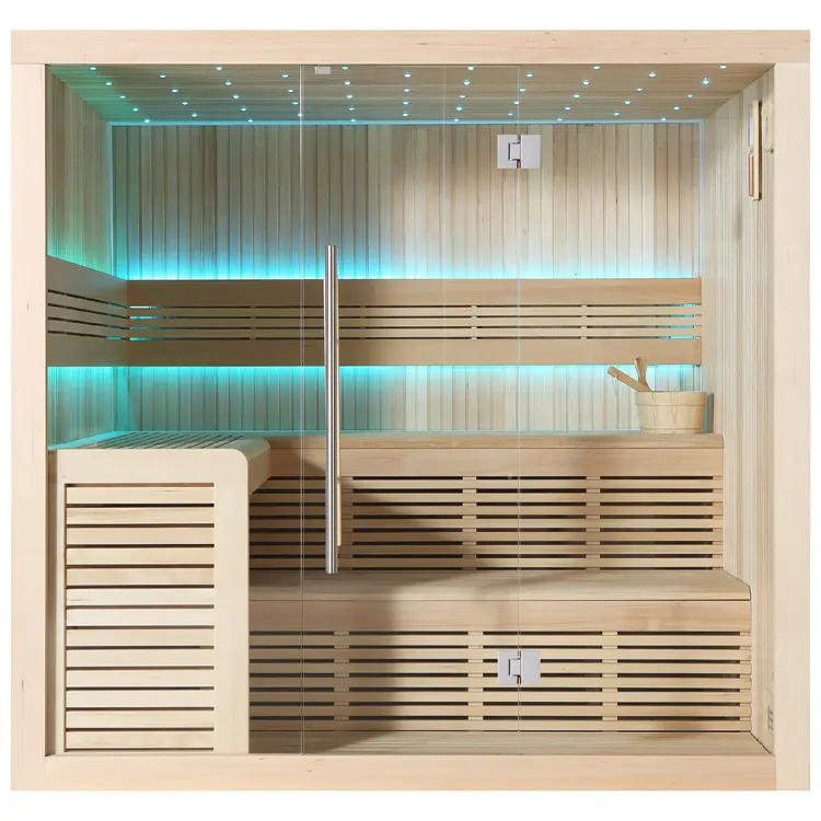 Sauna Modell 1112A, aus Hemlock, 220 × 200 cm, ohne Saunaofen – Ansicht 3