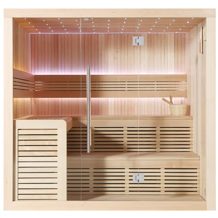 Sauna Modell 1112A, aus Hemlock, 220 × 200 cm, ohne Saunaofen – Ansicht 4