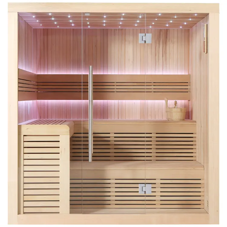 Sauna Modell 1112B, aus Hemlock, 200 × 170 cm, ohne Saunaofen – Ansicht 4