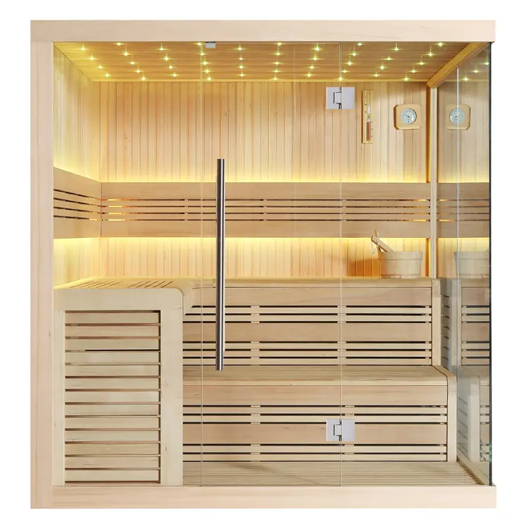 Sauna Modell 1115B, aus Hemlock, 200 × 200 cm, ohne Saunaofen – Ansicht 1