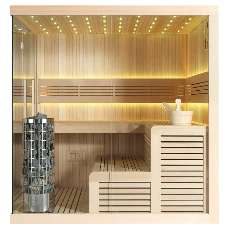 Sauna Modell 1115B, aus Hemlock, 200 × 200 cm, ohne Saunaofen – Ansicht 3