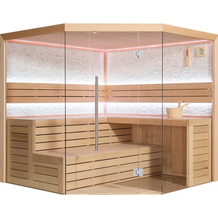 Sauna Modell 1601C, aus Hemlock, 180 × 180 cm, ohne Saunaofen – Ansicht 1