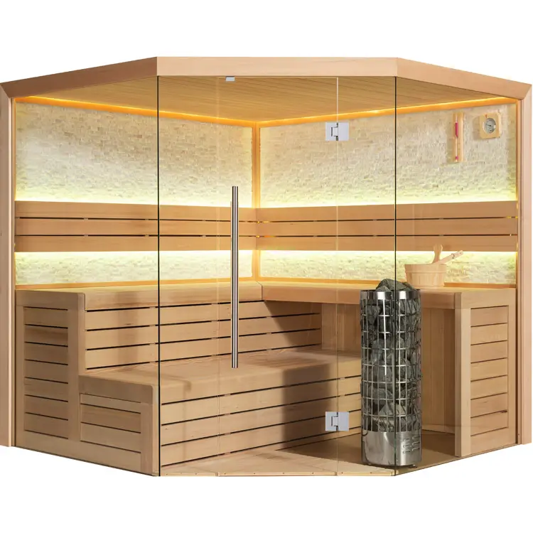 Sauna Modell 1601C, aus Hemlock, 180 × 180 cm, ohne Saunaofen – Ansicht 4