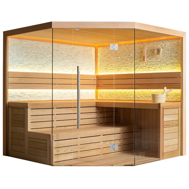 Sauna Modell 1601C, aus roter Zeder, 180 × 180 cm, ohne Saunaofen – Ansicht 1