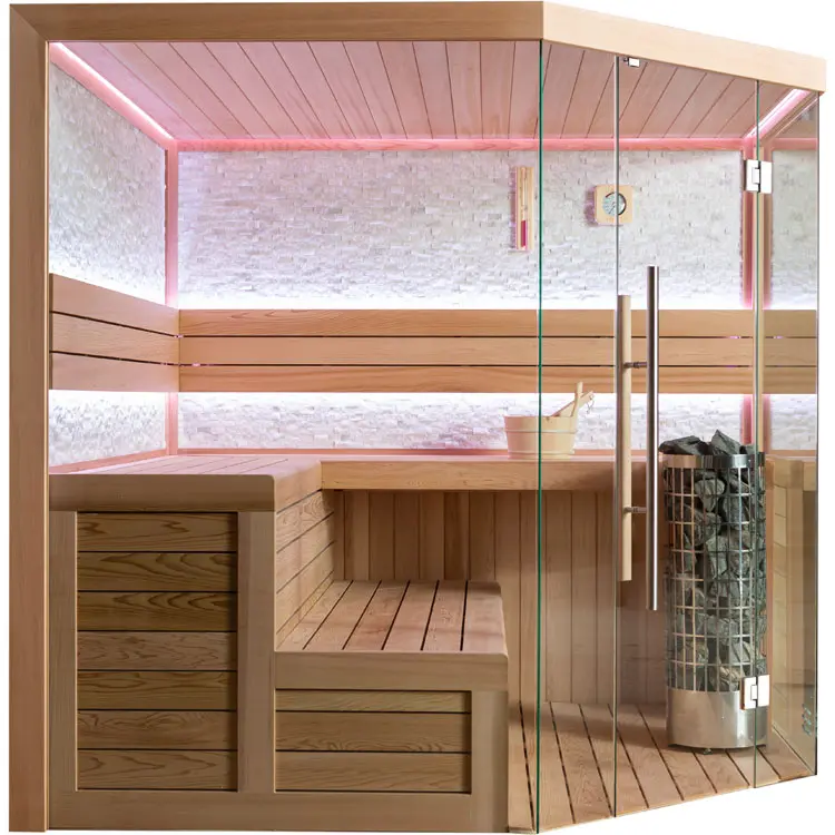Sauna Modell 1601C, aus roter Zeder, 180 × 180 cm, ohne Saunaofen – Ansicht 2