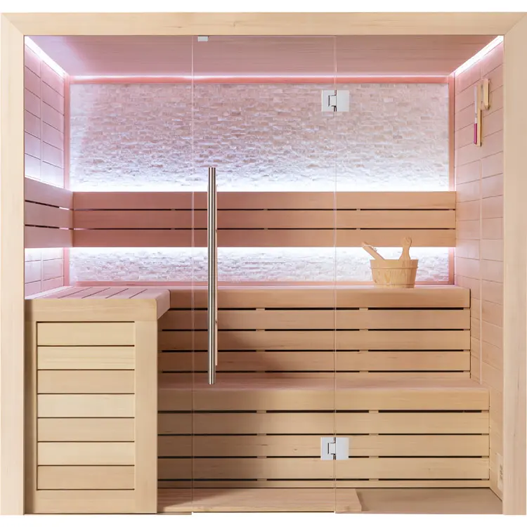 Sauna Modell 1602A, aus Hemlock, 220 × 200 cm, ohne Saunaofen – Ansicht 2