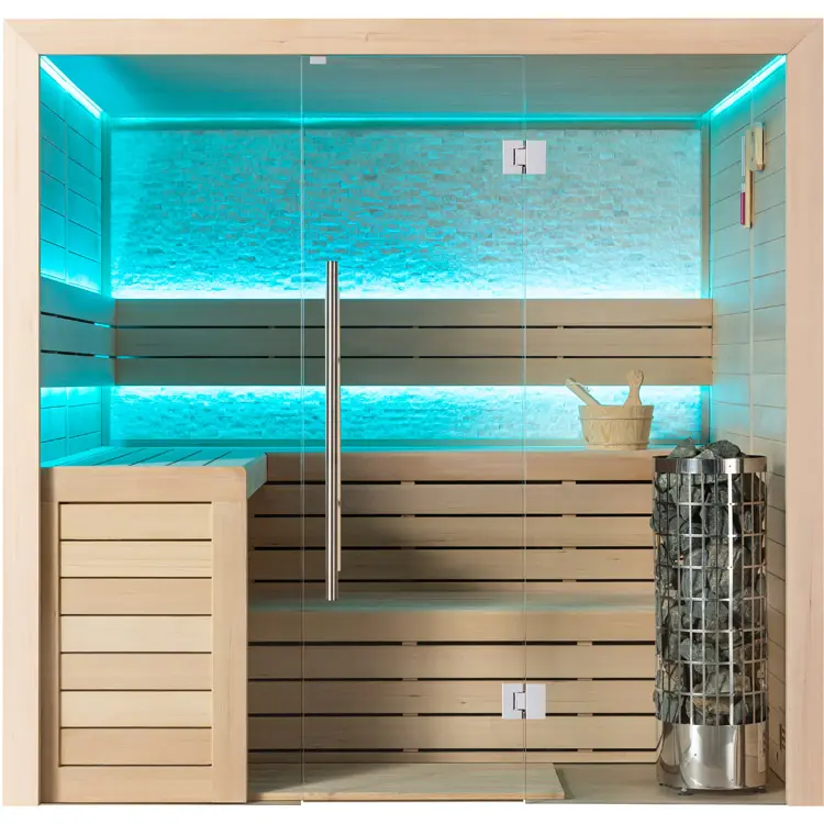 Sauna Modell 1602A, aus Hemlock, 220 × 200 cm, ohne Saunaofen – Ansicht 3