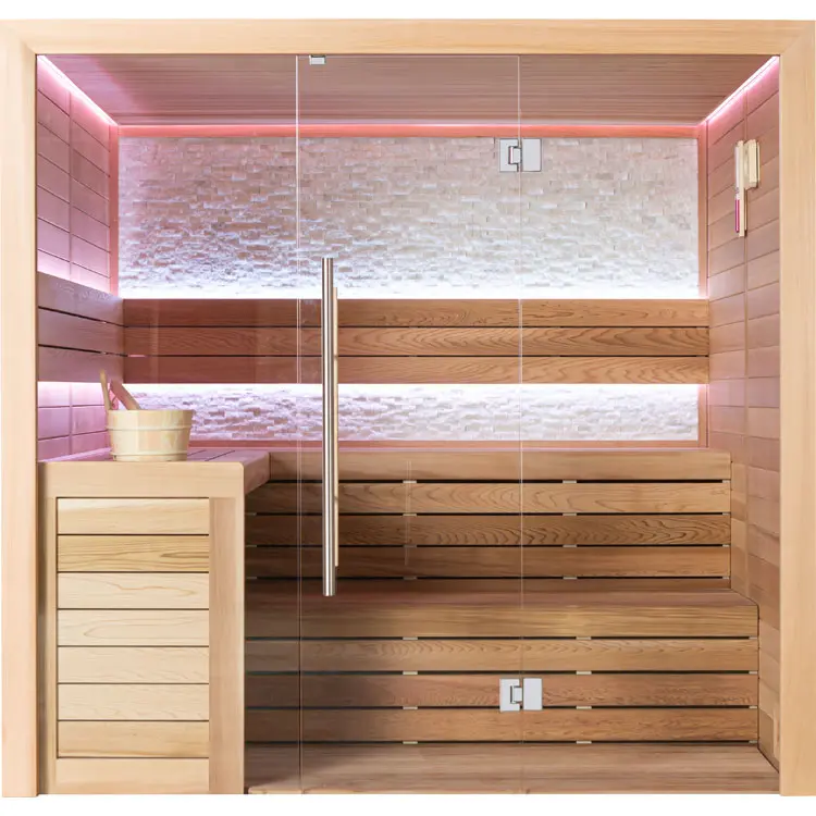 Sauna Modell 1602B, aus roter Zeder, 200 × 170 cm, ohne Saunaofen – Ansicht 2