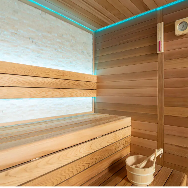 Sauna Modell 1602C, aus roter Zeder, 180 × 160 cm, ohne Saunaofen – Ansicht 4