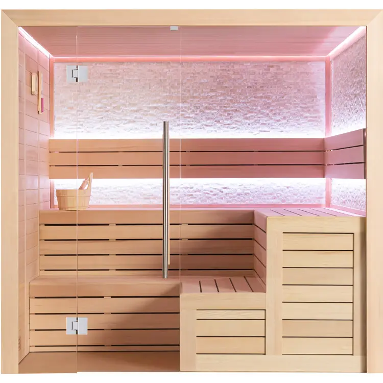 Sauna Modell 1603C, aus Hemlock, 180 × 180 cm, ohne Saunaofen – Ansicht 2