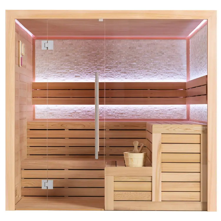 Sauna Modell 1603C, aus roter Zeder, 180 × 180 cm, ohne Saunaofen – Ansicht 1
