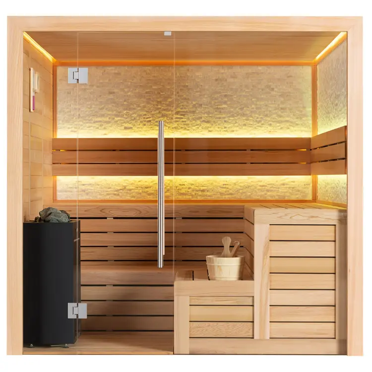 Sauna Modell 1603C, aus roter Zeder, 180 × 180 cm, ohne Saunaofen – Ansicht 2