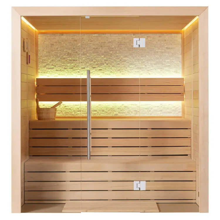 Sauna Modell 1604B, aus Hemlock, 180 × 150 cm, ohne Saunaofen – Ansicht 1