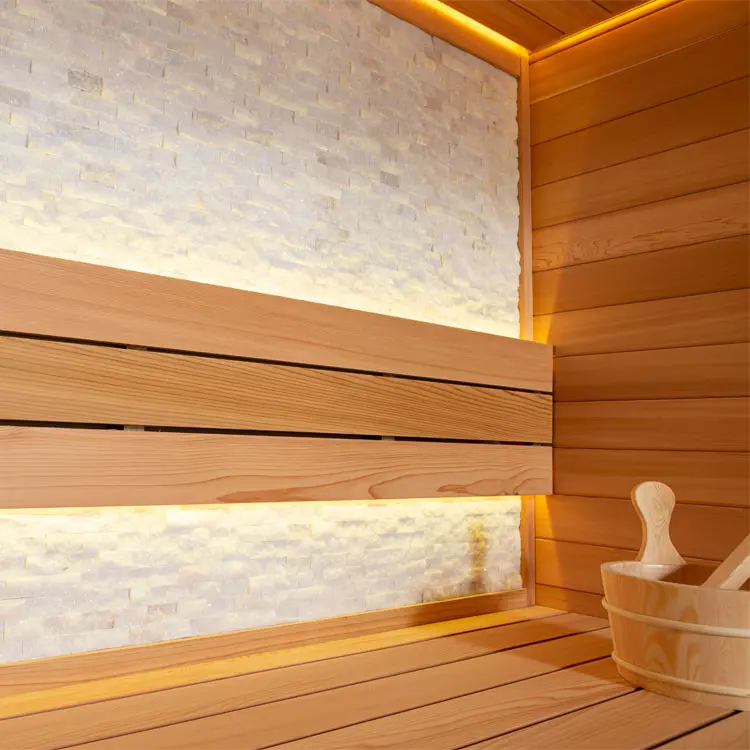 Sauna Modell 1604B, aus roter Zeder, 180 × 150 cm, ohne Saunaofen – Ansicht 3
