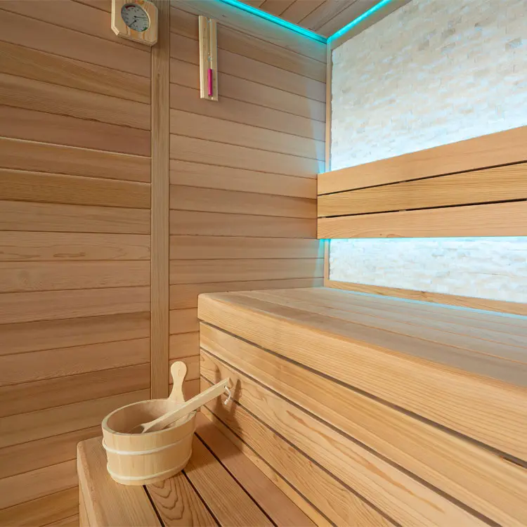 Sauna Modell 1604B, aus roter Zeder, 180 × 150 cm, ohne Saunaofen – Ansicht 8