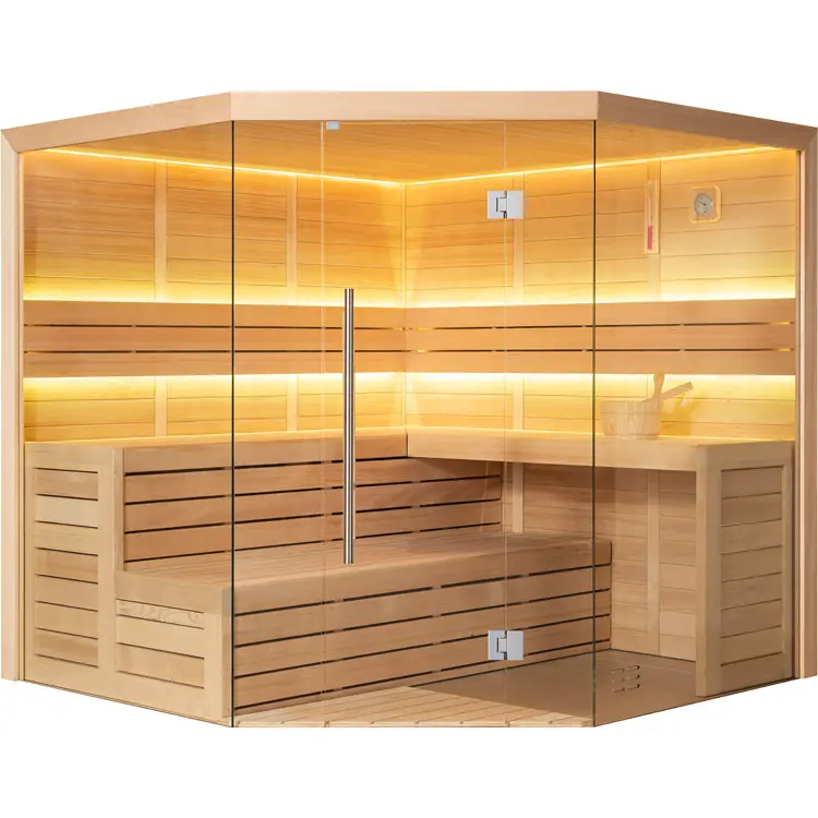 Sauna Modell 1611C, aus Hemlock, 180 × 180 cm, ohne Saunaofen – Ansicht 1