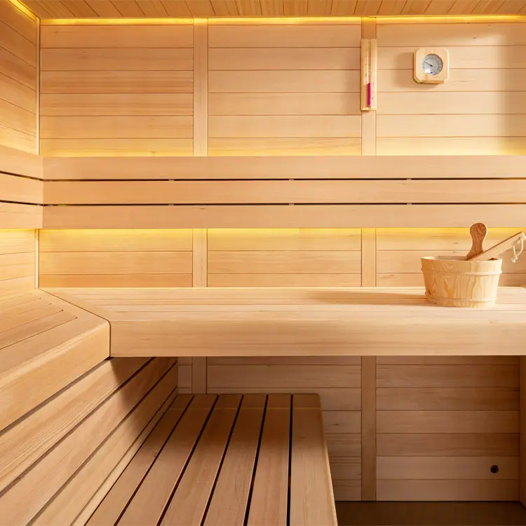 Sauna Modell 1611C, aus Hemlock, 180 × 180 cm, ohne Saunaofen – Ansicht 2