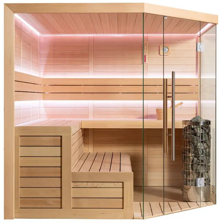 Sauna Modell 1611C, aus Hemlock, 180 × 180 cm, ohne Saunaofen – Ansicht 4