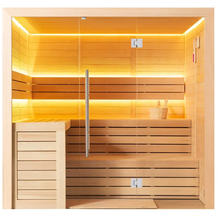 Sauna Modell 1612A, aus Hemlock, 220 × 200 cm, ohne Saunaofen – Ansicht 1