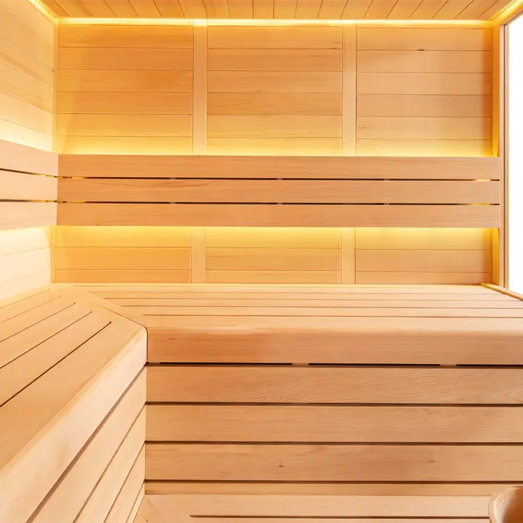 Sauna Modell 1613C, aus Hemlock, 180 × 180 cm, ohne Saunaofen – Ansicht 2
