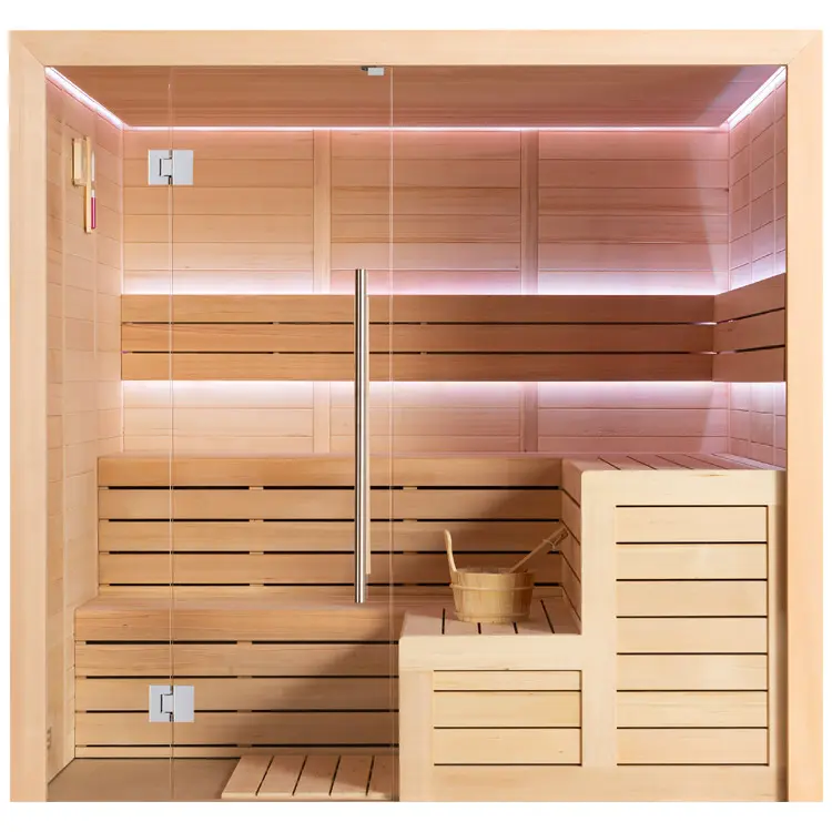 Sauna Modell 1613C, aus Hemlock, 180 × 180 cm, ohne Saunaofen – Ansicht 4