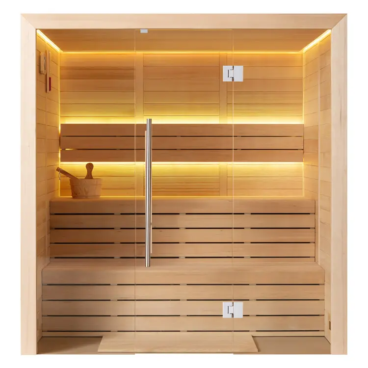 Sauna Modell 1614B, aus Hemlock, 180 × 150 cm, ohne Saunaofen – Ansicht 1
