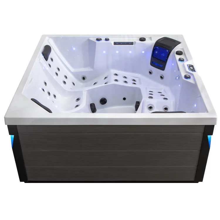Außenwhirlpool Modell IN-403 Premium, in Sterling Silver, Verkleidung Grau, 200 × 200 cm – Ansicht 1